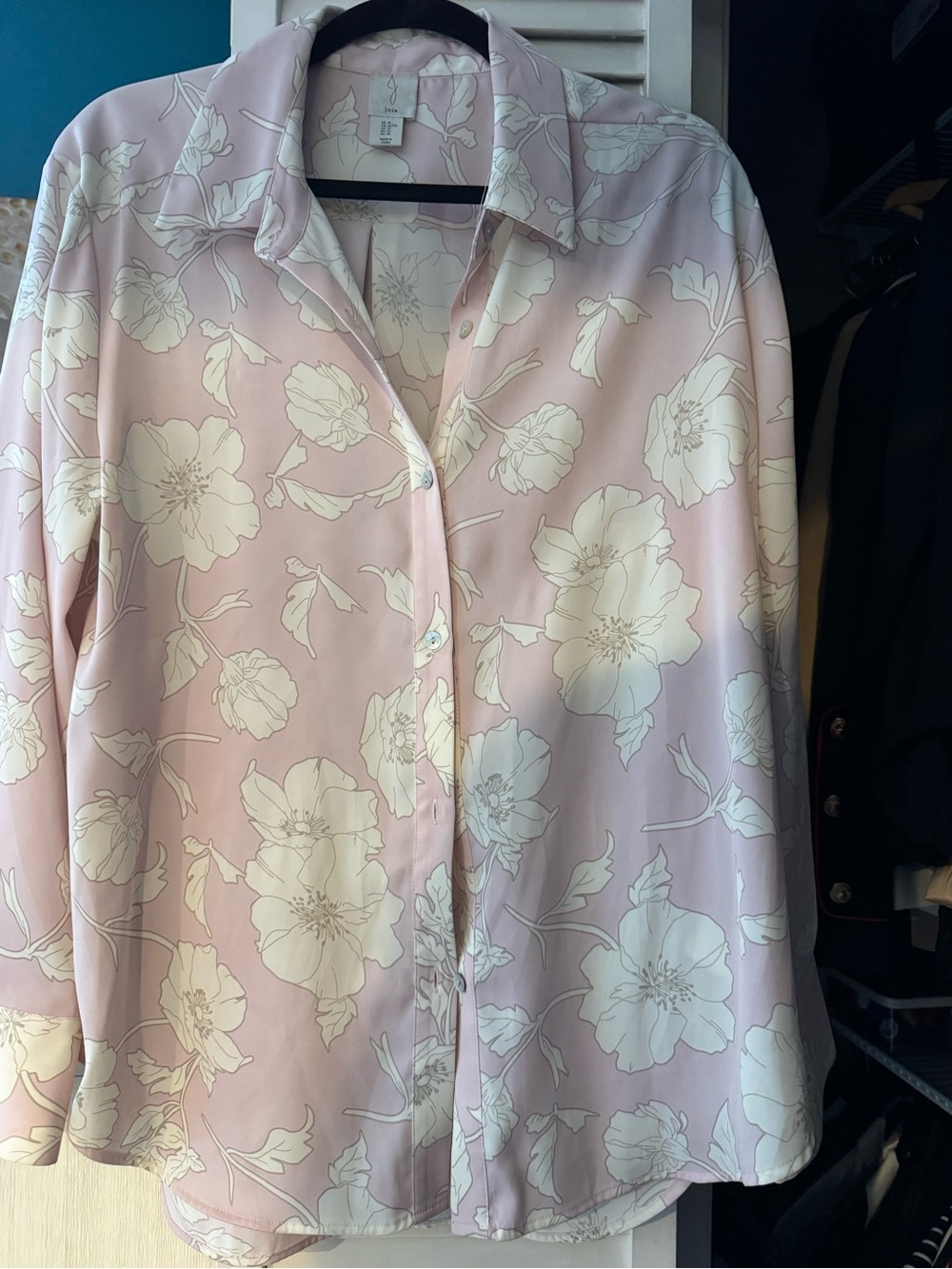 Joie Pink Floral button up shirt size XL